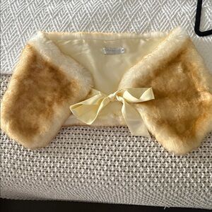 Faux Fur Shawl with Satin Ribbon